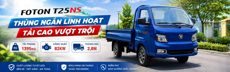 Phiên bản Foton T25NS thùng lửng thiết kế cứng cáp, dễ dàng bốc xếp hàng hóa..