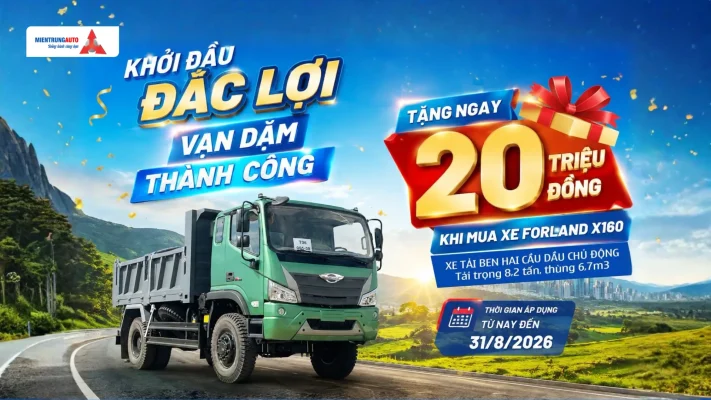 ưu đãi đặc biệt dành riêng cho dòng xe ben hai cầu chủ động Forland X160.